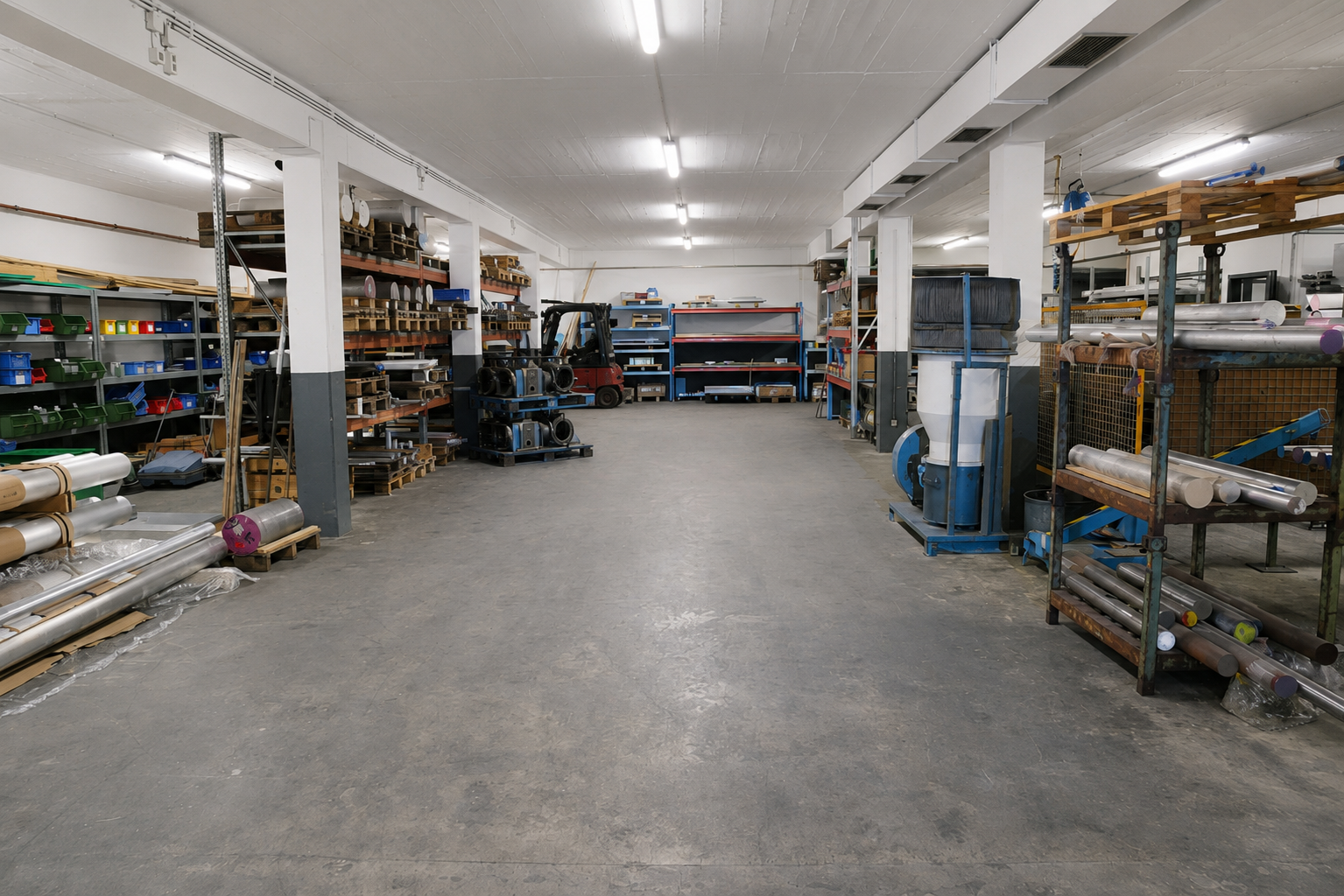 METEC Materiallager mit Werkstoffen und Rohmaterial