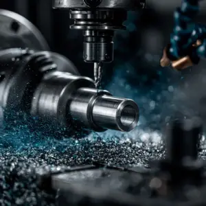 CNC-Drehmaschine bei METEC in Aktion: Zerspanung eines Drehteils