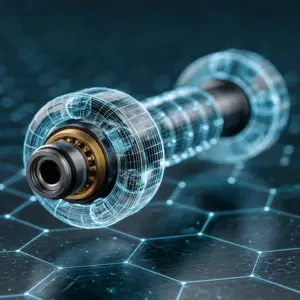 Technische Darstellung eines Drehteils im CAD-Drahtgitter-Stil